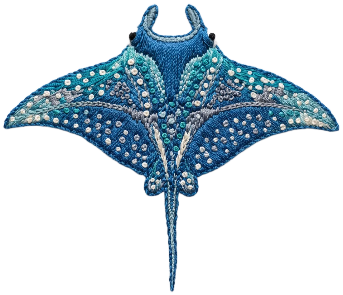 embroidered manta ray patch